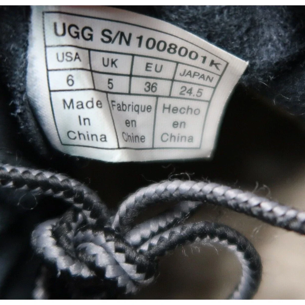 Ugg Shoes Kids 6 Boots Leather Winter Orin Wool Lace Up Black Comfort Casual Mid